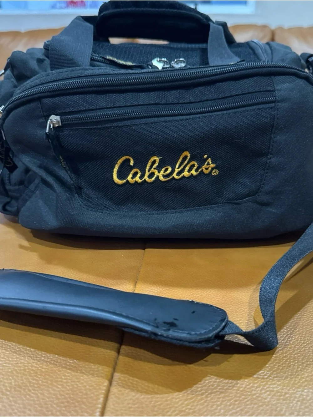 Cabela’s Small Gear Duffel Bag Black Multi Pocket Travel Gym Fishing Carryall